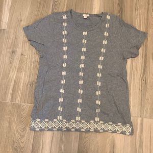 J Crew grey t shirt with cream detail. Size xl